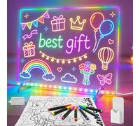 Signsxcel - Tablero de notas LED con colores, 6 modos y 8 colores acrílico de borrado en seco con luz, incluye adaptador de tablero de dibujo LED para niños, las mejores ideas de regalos de cumpleaños