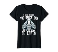 Sigo golpeando la Barra espaciadora Pero todavía Estoy en la Tierra Camiseta gráfica económica, Mujer, Negro, XS