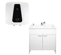 SIGO: kit de calentador instantáneo, caldera electrónica compacta con armario de baño, grifo para lavabo y dispensador, oficina, taller, casa de vacaciones, tienda, locales de servicios: 10 l