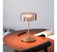 Sigor Lámpara de mesa recargable Numotion LED, bronce, cristal, IP54, atenuable True