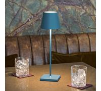 Sigor Lámpara LED de mesa con batería recargable Nuindie, USB-C, azul, IP54, atenuable