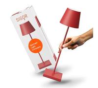 SIGOR Nuindie - Lámpara de mesa LED recargable regulable, para interior y exterior, IP54, altura 38 cm, recargable con USB-C, 12 h de duración de la luz, rojo encendido