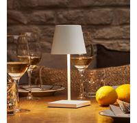 Sigor Nuindie mini lámpara de mesa LED recargable, USB-C, blanca, IP54, atenuable