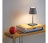 Sigor Nuindie mini LED lámpara de mesa recargable, USB, grafito, IP54, atenuable