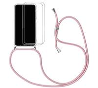 SiGrid Funda con Cuerda para OPPO A73 5G / A53 5G, Carcasa Transparente TPU Suave Silicona Case con Correa Colgante Ajustable Collar Correa Anti-Choque Carcasa para OPPO A73 5G / A53 5G, Rosado