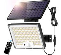 SIGRILL Focos Exterior Solares, 172LED Luz Solar Exterior con Sensor de Movimiento 3 Modos, IP65 Lampara Solar con Mando a Distancia, 6000K Luz Solar Jardin Garajes (1 Paquete - Blanco Frío)