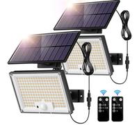 SIGRILL Focos Exterior Solares, 172LED Luz Solar Exterior con Sensor de Movimiento 3 Modos, IP65 Lampara Solar con Mando a Distancia, 6000K Luz Solar Jardin Garajes (2 Paquete - Blanco Frío)