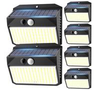 SIGRILL Luz Solar Exterior, 150LED Luces Solares Con Sensor De Movimiento, 6 Paquete Focos Solares Exterior con 3 Modos, IP65 Impermeable Lamparas Exterior para Jardín, Garaje, Calle, Patio, Caminos