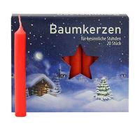 Sigro Großhendel 20 unidades árbol de velas, 125 x 15 mm, cera, rojo, 1,5 x 1,5 x 12,5 cm