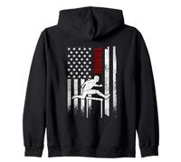 Sigue a un Corredor patriótico Estadounidense en apuros con la Bandera Estadounidense Sudadera con Capucha