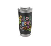 Sigue tus sueños Contorno blanco Vaso térmico de acero inoxidable de doble pared