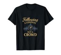 Siguiendo una brújula no una Multitud Camping Senderismo Gráfico Camiseta