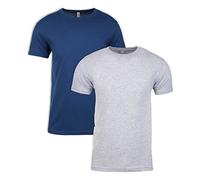 Siguiente nivel para hombre Premium Fitted manga corta Crew 1Cool Blue+1Heather Grey Large