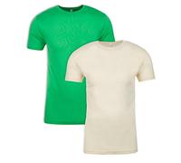 Siguiente nivel para hombre Premium Fitted manga corta Crew 1Kelly Green+1Natural Large