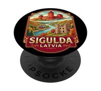 Sigulda Letonia Travel Souvenir City Gift PopSockets PopGrip Adhesivo