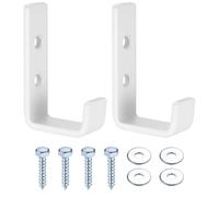 SiGuLiKeJi 2 Pcs Ganchos para Colgar Bicicletas, Gancho Pared de Garaje, Gancho Bicicleta Pared, Soporte Ganchos en J Ganchos Pared de Garaje Garage para Colgadores Herramientas Eléctricas, Blanco