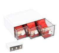 SiGuLiKeJi Cajas de almacenamiento de té, organizador de bolsas de té, organizador de almacenamiento de bolsas de té con 3 cajones, caja de té de plástico para bolsas de té, cápsulas de café
