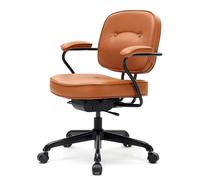 SIHOO L3D Silla de Oficina Moderna - Silla Ergonómica de Mediados de Siglo con Respaldo Alto, Asiento Ancho Acolchado y Reposabrazos Regulables para Hogar, Oficina o Estudio - Marrón