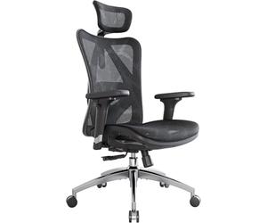 SIHOO Silla de Oficina ergonómica, Respaldo Alto, Asiento Trasero de Malla, Transpirable, reposabrazos 3D Ajustable y Soporte Lumbar, Base de Metal (Negro)