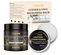 SIHOOPE 250g Reparador para Cuero con 100ml Cuidado, Kit de Reparación Marrón Oscuro - Líquido Reparador, Quita Arañazos en Asientos de Coche, Sofás, Zapatos, Bolsos y Chaquetas