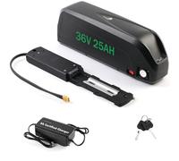 siismi 36V 25AH Batería Bicicleta Eléctrica con Cargador 3A, Batería Ebike Bateríe Litio Hailong G80 con 5 Pin Placa Base y Puerto USB para 250W 350W 500W 750W Motor