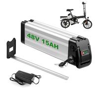 siismi 48V 15AH Batería Bicicleta Eléctrica, Silver Fish Batería de Litio Impermeable y Plegable para Bicicleta Eléctrica, con Descarga de 4 Pines, ara 36V Motores 50W-1000W