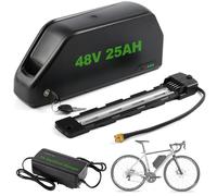 siismi 48V 25AH Batería Bicicleta Eléctrica con Cargador 3A, Hailong Batería Ebike Bateríe Litio para Tubo Inferior con 5 Pin Placa Base para 250W 350W 500W 750W 1000W 1500W 2000W Motor