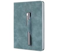 SIIXU A5 Journaling Notebook with Pen Holder,Lined Leather Notebook,192pg