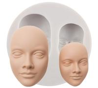 Sijiangmold Cara humana Silicona Moldes Chocolate Fondant Molde para Decoración de Pasteles Magdalenas Decoración Caramelo Polímero Pasta de Flores