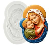 Sijiangmold Molde de silicona de Jesús Virgen María para decoración de tartas de chocolate y cupcakes