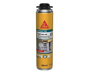SIKA Boom 528, Espuma de poliuretano expansiva pulverizable y reutilizable: alto rendimiento 23 l, secado ultrarrápido para lechada, calafateo, aislamiento en soportes múltiples, 500 ml blanco