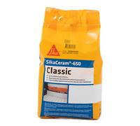 SikaCeram-650 Classic, Gris, Junta mineral porcelánica, Lechada de cemento coloreada para relleno de juntas de 1-6 mm en paramentos y pavimentos interiores y exteriores, 5 kg