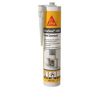 SikaSeal-403 Heat Cement, Sellador resistente a altas temperaturas de hasta 1250°C, Masilla óptimo para rejillas cortafuego, tubos de humos, barbacoas y ladrillos de chimenea, 300 ml, Negro