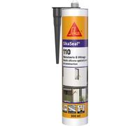 SIKA - SikaSeal-110 Carpintería y acristalamiento, antracita, sellador de silicona neutra profesional: calafateo de juntas de construcción y carpintería, multisoporte, 300 ml