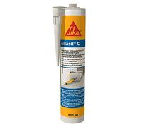 Sika - Sikasil C - Silicona sanitaria para baño y cocina - Blanco - Cartucho de 300 ml - Protección contra moho - Para juntas y sellado - Rectangular neutra