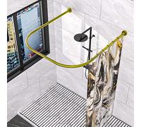 Sikaiqi Barra de cortina de ducha de acero inoxidable 304 en forma de U, tamaño ajustable (oro en forma de U, longitud en ambos lados: 31.5-47 pulgadas, ancho medio: 34.7-43 pulgadas)