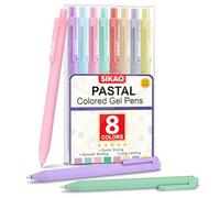 Sikao Bolígrafos de gel de colores para diario, 8 bolígrafos pastel, no se traspasan, retráctiles, punta fina de 0.7 mm, escritura suave y rápida