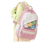 sikazan Mochilas escolar adolescente y ligera mujer, mochilas escolares de gran capacidad, con compartimento para portátil y bolsillos laterales, para primaria y secundaria, Rosa