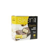 Siken Diet - Barrita Sabor Coco y Banana con Proteínas y Baja en Calorías para Controlar tu Peso - Estuche con 5 uds, 180 gr
