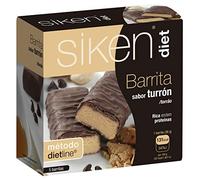 Siken Diet - Barrita Sabor Turrón para ayudarte a Cuidar tu Peso, Rica en Proteínas y Fibra, Snack Ideal para Picar entre Horas- Estuche con 5 Unidades, 180 g
