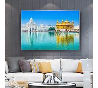 Sikhism Canvas Painting Golden Temple Amritsar Posters Wall Art Hindu Religion Holy Land Pictures para la decoración de la sala de estar 70x100cm (28x39in) Marco interior