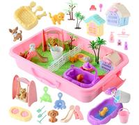 sikmcle Set de arena mágica sensorial para mascotas, juego para mascotas y arenero con tapa, para perros, gatos y niños pequeños de 3 a 7 años y mayores (Zoológico interactivo)