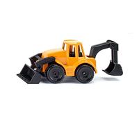 Siku 1103, Retroexcavadora, Metal/plástico, Amarillo/Negro, Piezas móviles | Vehículo de construcción resistente con pala móvil, diversión sin fin, juguete a pequeña escala, a partir de 3 años