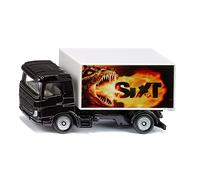 siku 1107, Camión con carrocería Sixt, Camión de juguete, Metal/Plástico, Negro/Blanco, Portón posterior abatible, Diseño de dragón