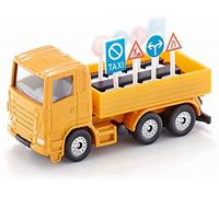 siku 1322, Camión con señales de tráfico, Metal/Plástico, Naranja, Incl. 8 señales de tráfico