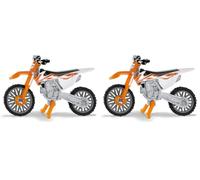 Siku 1391, Moto KTM SX-F 450, Metal/Plástico, Naranja/Blanco, Soporte Plegable (Paquete de 2)