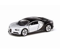 siku 1508, Coche deportivo Bugatti Chiron, Vehículo de juguete para niños, Metal/Plástico, Plateado/Negro, Apertura de puertas