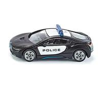 siku 1533, Coche de policía estadounidense BMW i8, Metal/Plástico, Negro/Blanco, Versátil, Vehículo de juguete para niños