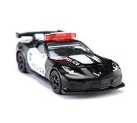 siku 1545, Chevrolet Corvette ZR1 Policía, Metal/plástico, Negro/blanco, Capota desmontable, Diseño policial de E.E.U.U