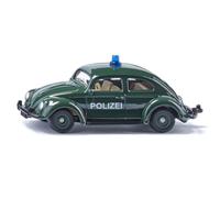 Siku Coche de juguete VW Escarabajo Policía Verde oscuro, luz en techo, ruedas de goma